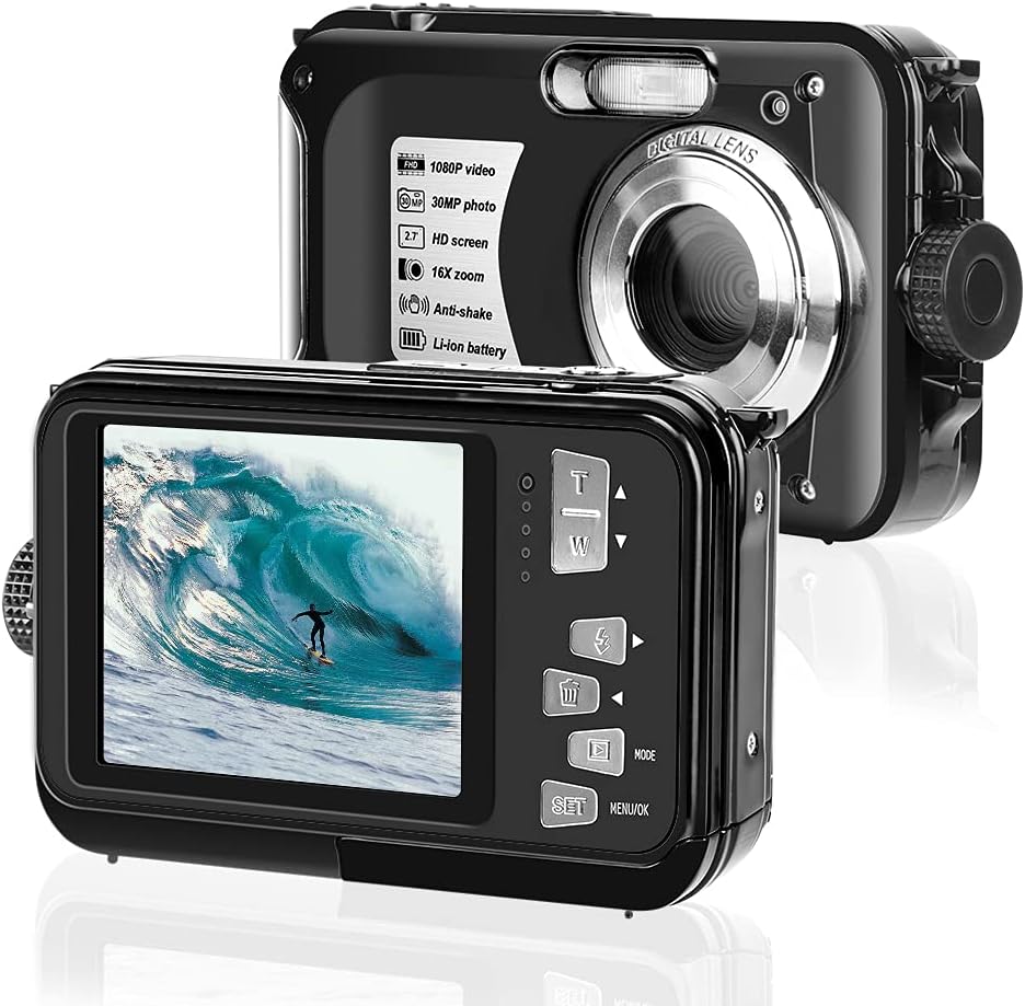 Underwater Cameras Waterproof Camera 30 MP Full HD 1080P Video Recorder 16X Digital Zoom 10 FT Waterproof Digital Camera Underwater Camera for Snorkeling… Pack of 2
