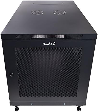 NavePoint 12U Rack Enclosure Server Cabinet, Mid Depth 33 Inch Deep, Perforated Door Lock and Casters Black