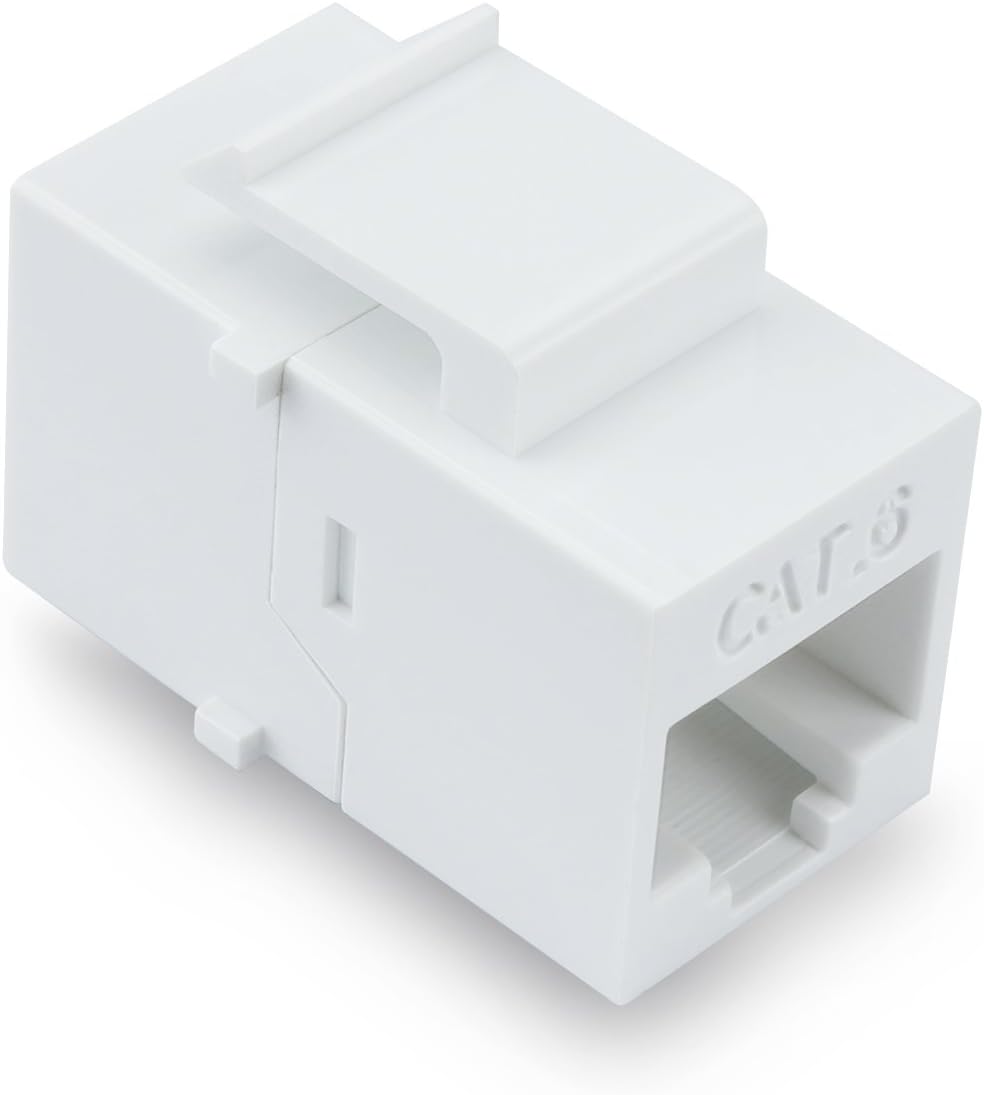VICTEK Female to Female Cat6 Keystone RJ45 Couplers, 10 Pack, White
