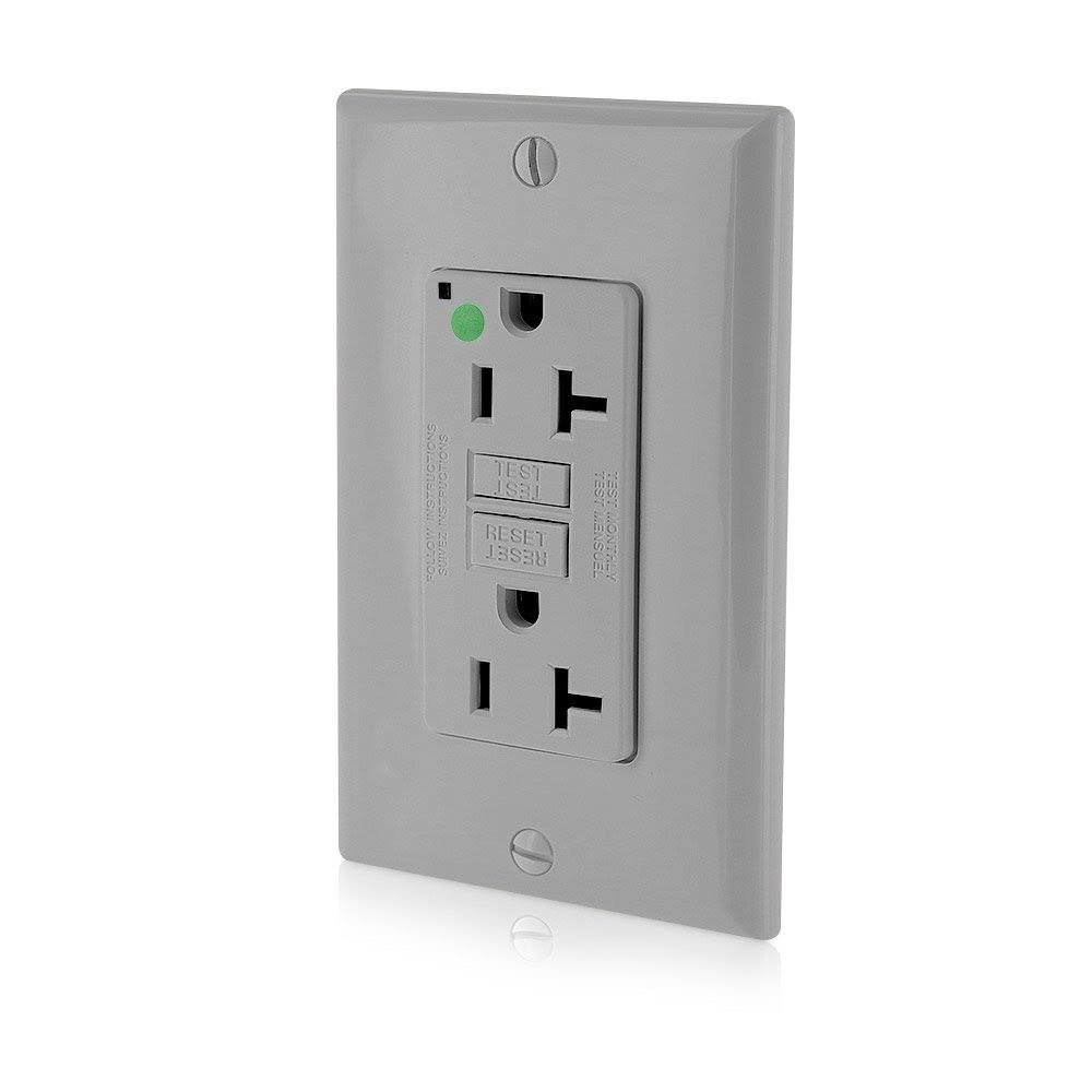 Leviton GFNT2-HGG GFCI Receptacle,20A,125VAC,5-20R,Gray G1825638