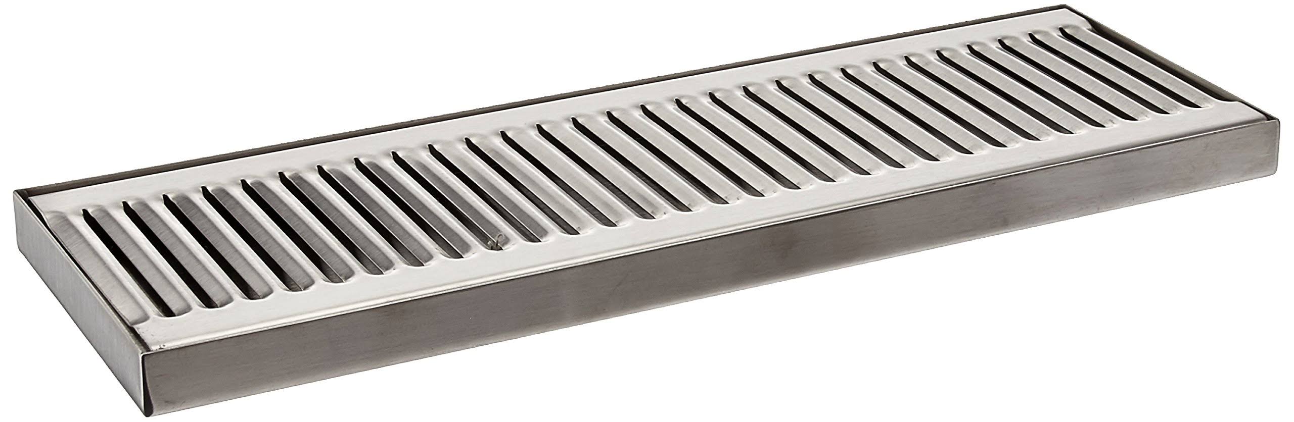 ACU Precision Sheet Metal 0100-15 Surface Mount Drip Tray, No Drain, Stainless Steel, #4 Brushed Finish, 5 inch x 15 inch x 3/4