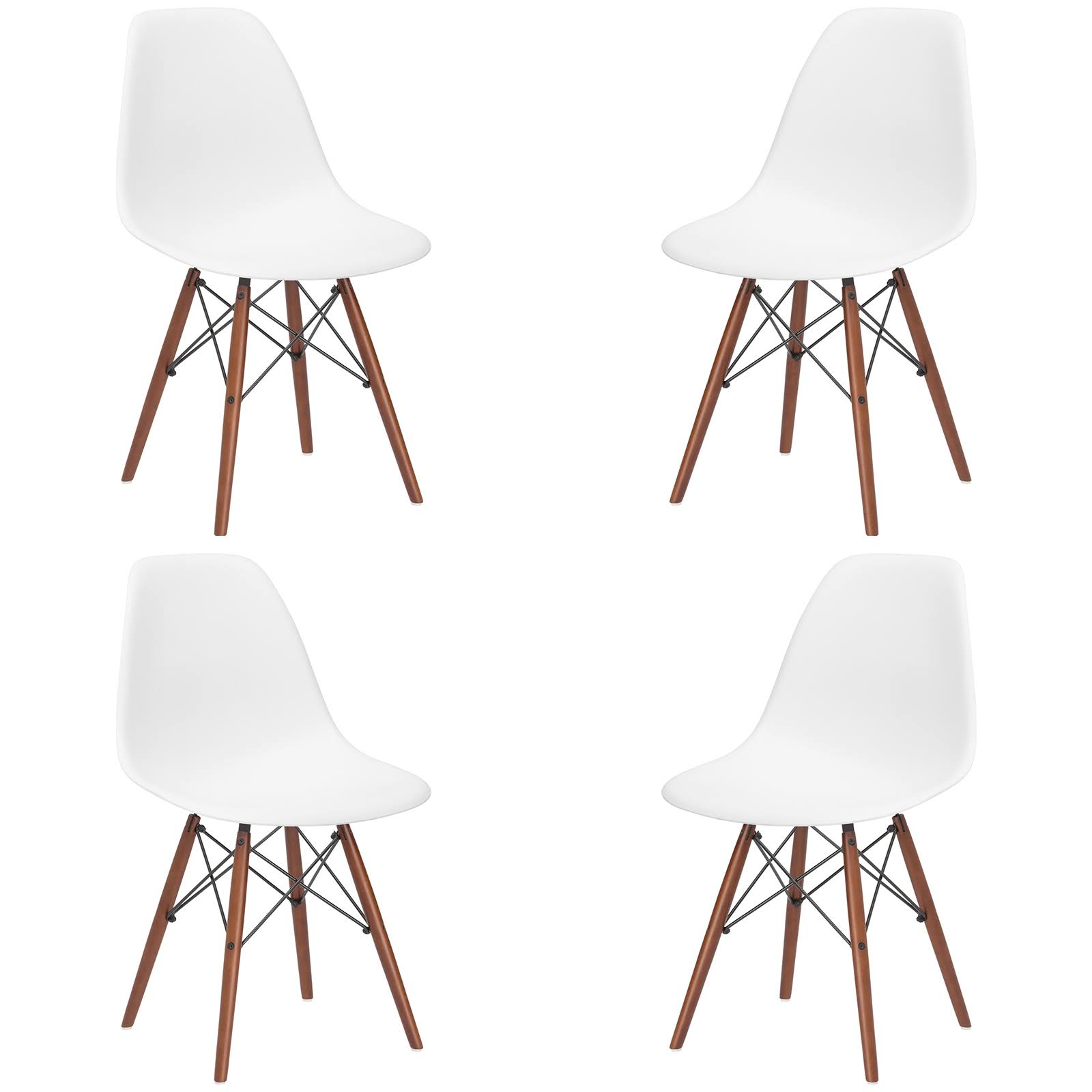 EdgeMod Vortex Side Chair with Walnut Legs, White - 4 pack