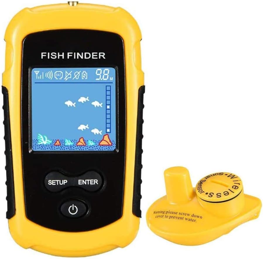 LUCKYLAKER Wireless Handheld Fish Finder Water Sonar Kayak Fish Finders Depth Sonar Transducer Fishing Finder for Sea Fishing Ice Fishing Boat Pack of 2