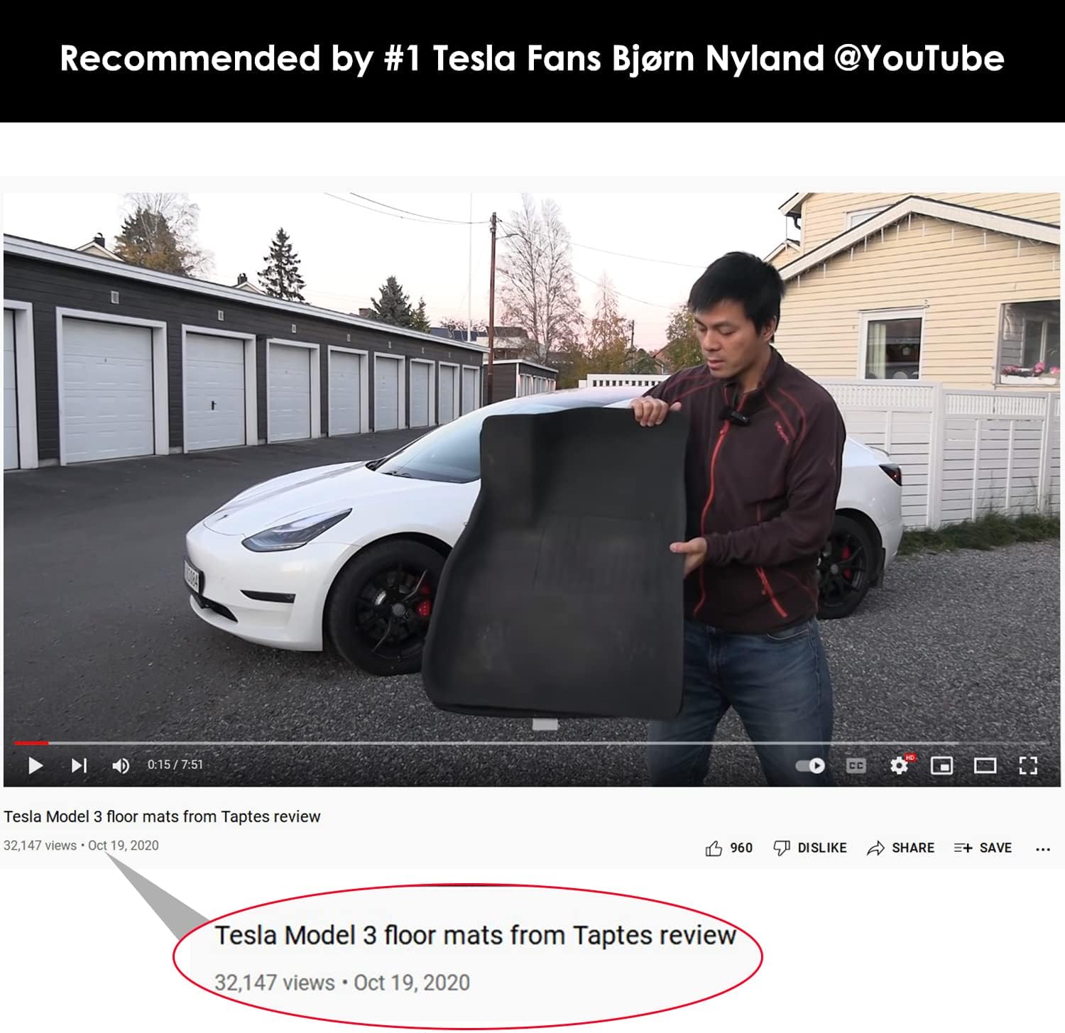 TAPTES 2022 2021 Full Set Floor Mats Front Trunk Mats for Tesla Model 3 2021 2022, Premium All Weather Anti-Slip Waterproof Floor Liners Cargo Rear Trunk Mat Interior Accessories (Set of 6 Mats)