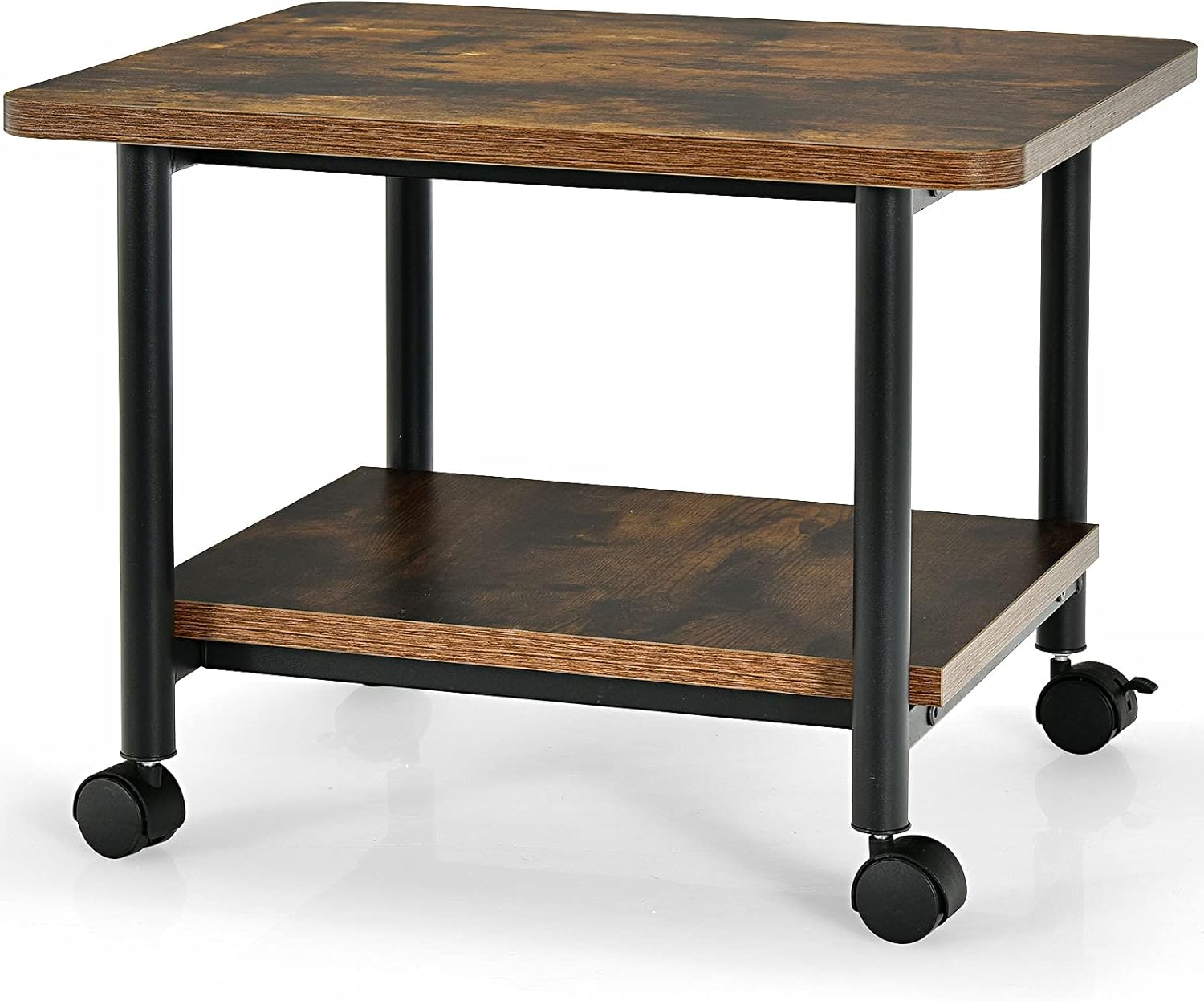 Tangkula 3-Tier Adjustable Printer Stand, Rolling Printer Cart with 2 Storage Shelves, Mobile Machine Stand Storage Rack for Home Office