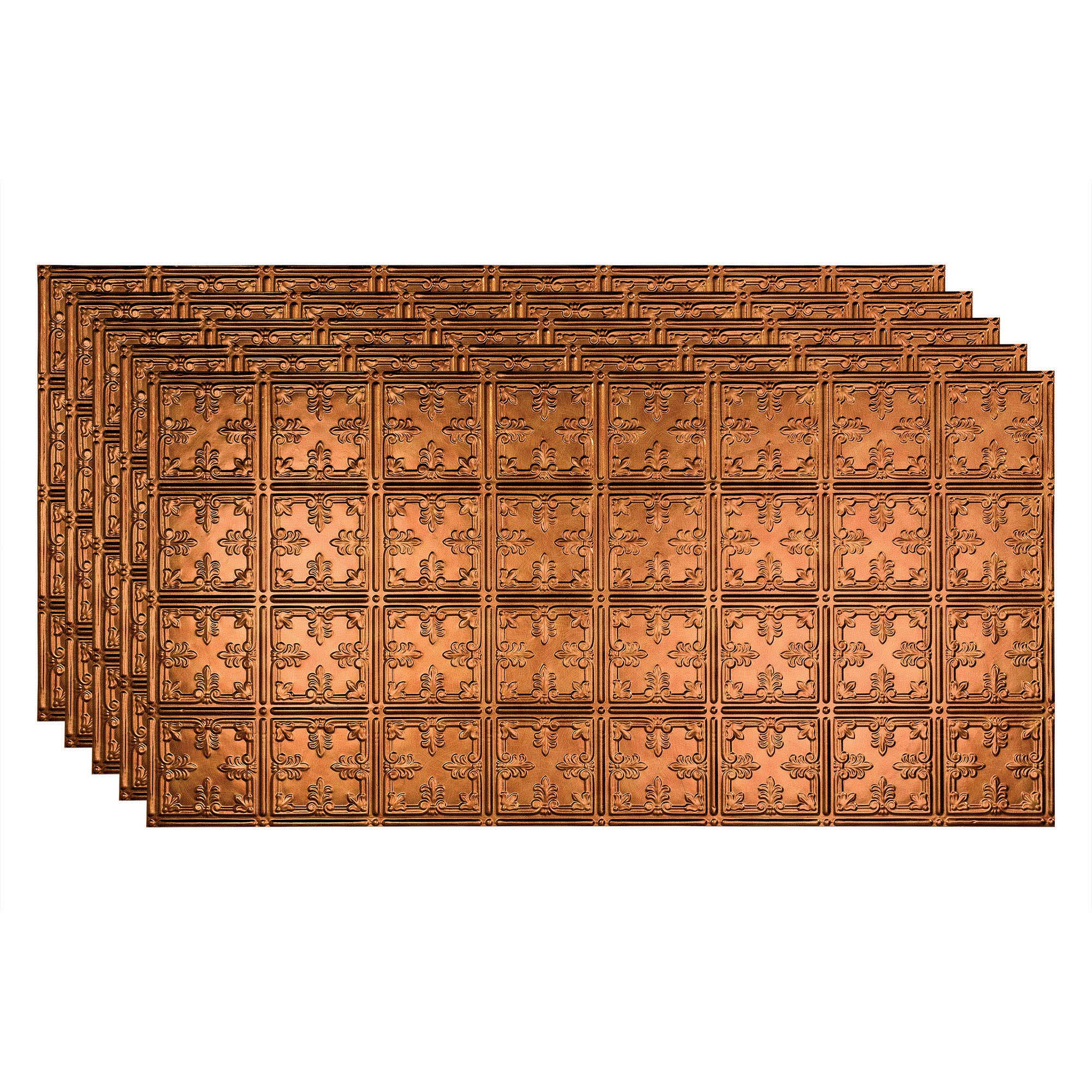 Fasade Traditional Pattern/Style #10 Decorative Vinyl 2ft x 4ft Glue Up Ceiling Tile in Antique Bronze (5 Pack)