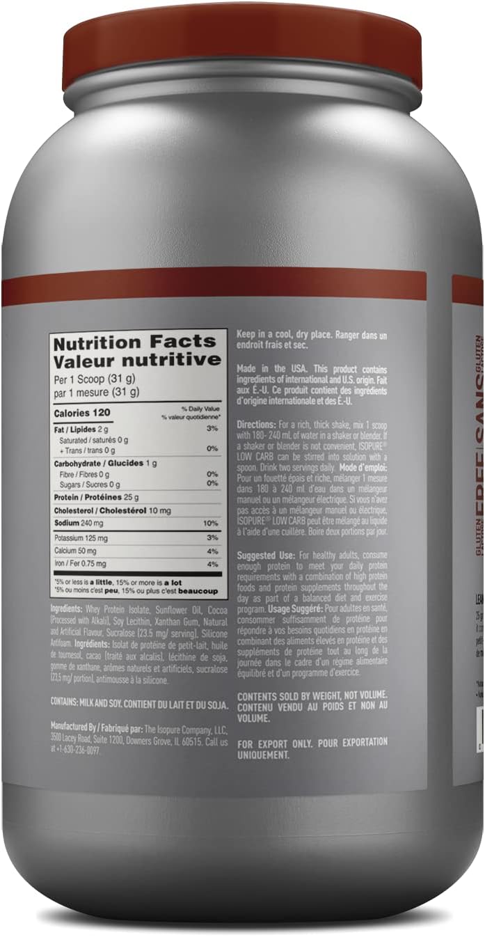 Isopure Whey Isolate Protein Powder with Vitamin C & Zinc for Immune Support, 25g Protein, Low Carb & Keto Friendly, Flavor: Dutch Chocolate, 3 Pounds (Packaging May Vary) Pack of 2