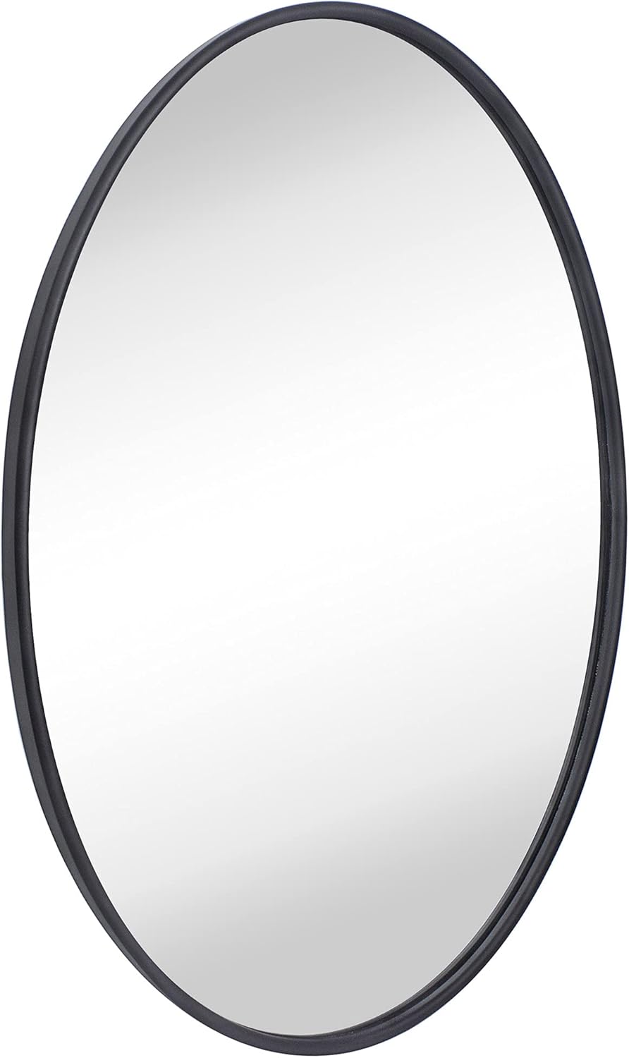 TEHOME Farmhouse Oval Bathroom Mirror Black Metal Framed Bathroom Vanity Mirrors Wall Mounted 20x30