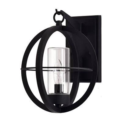 Vaughan Black Outdoor Wall Lantern Breakwater Bay