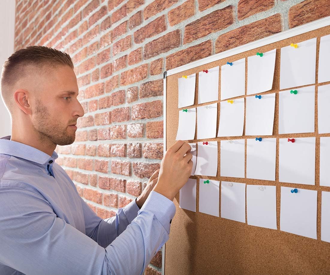 Board2by Cork Board Bulletin Board 36 x 48, Silver Aluminium Framed 4x3 Corkboard, Office Board for Wall Cork, Large Wall Mounted Notice Pin Board Pack of 2