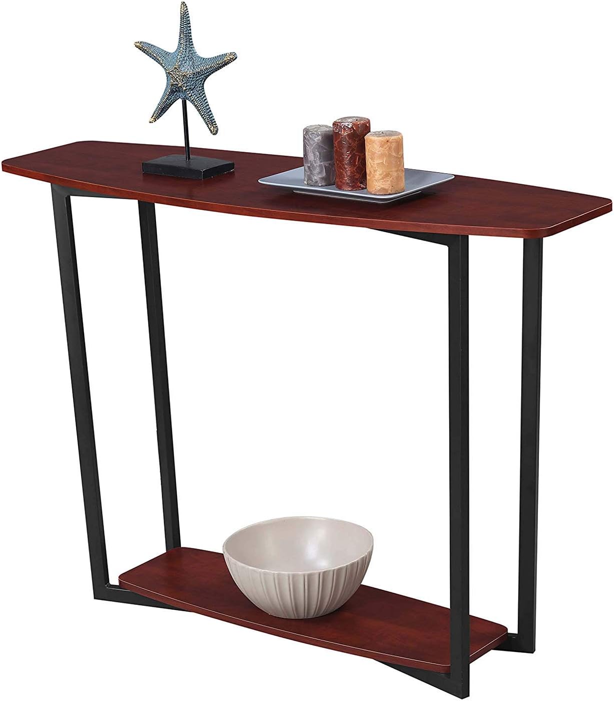 Convenience Concepts Graystone Console Table, Cherry/Black Frame Pack of 2