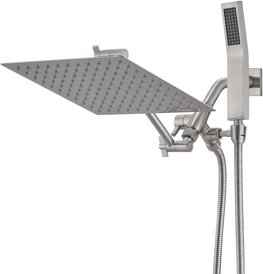 Psylc 10 Inch All Metal Rain Shower Head With Handheld, High Pressure Dual Shower Head Combo With Adjustable Extension Arm, 70