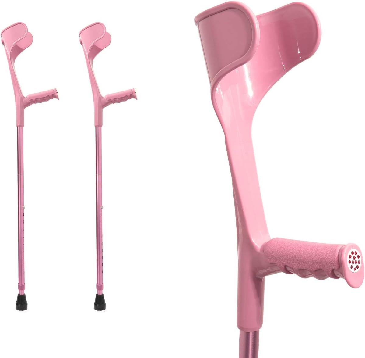 BigAlex Forearm Crutches (1 Pair/Packing) - Lightweight Arm Crutch - Adjustable, Ergonomic - Comfortable on Wrist - Non Skid Rubber Tips（Black） Pack of 2