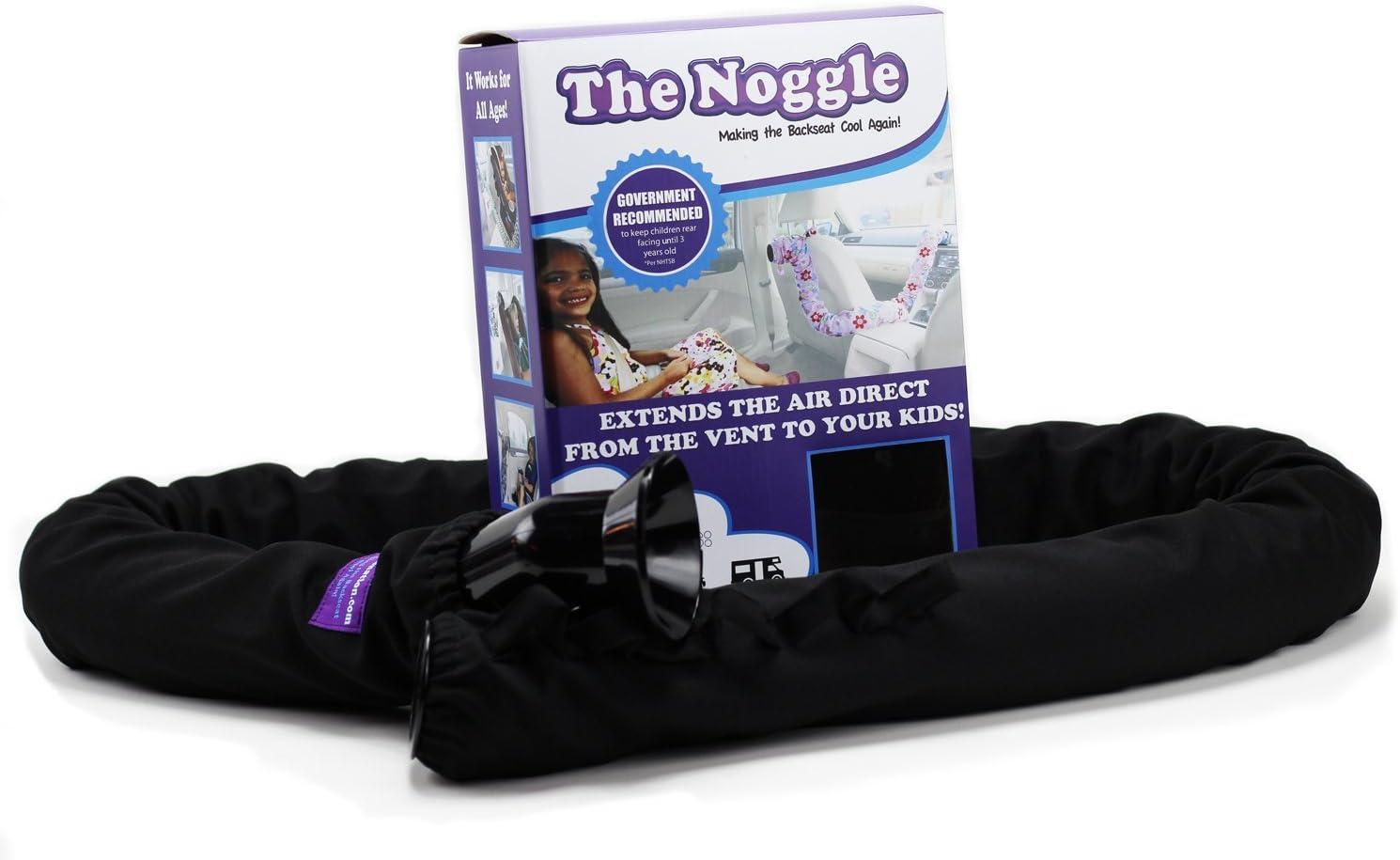 NOGGLE The Making The Backseat Cool Again - Quick & Easy to Use Car Travel Accessories for a Comfy Ride Summer or Winter-Air Vent Extender Hose Directs Cool or Warm Air to Your Kids- 10ft, Black Ice