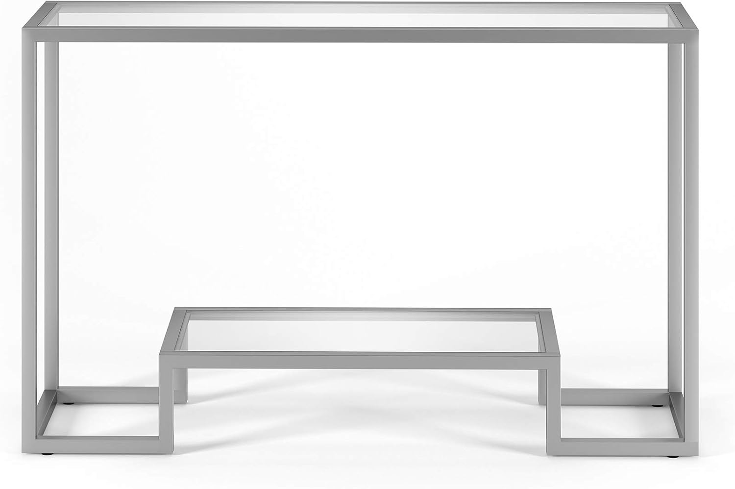 Henn&Hart Modern Entryway, Accent Glass Shelf for Hallway, Sofa Living Room, Easy Assembly Console Table, Silver