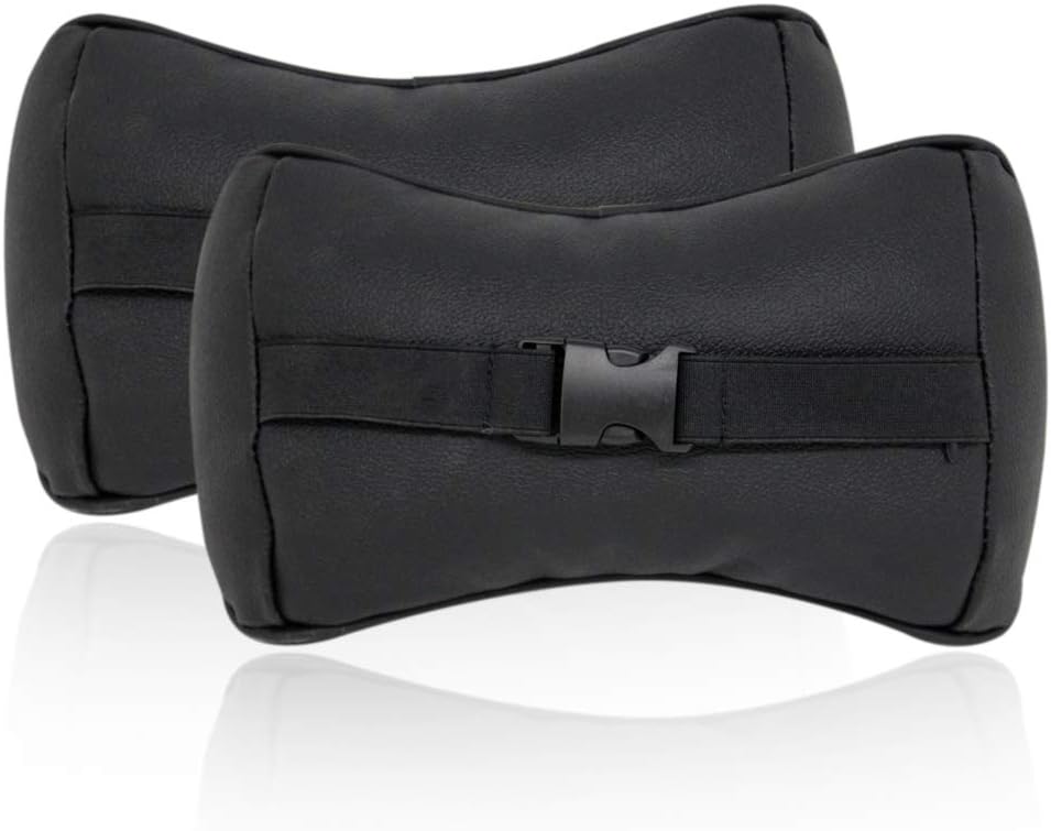 Car Sales Pillow Leather Bone-Shaped Car Seat Beige Pillow Pad Pattern Car Accessories 2PCS(Black)