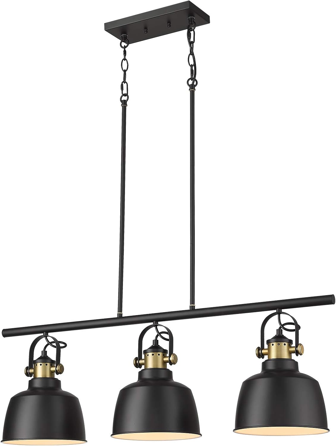Autelo 3-Light Pendant Light,Industrial Kitchen Island Lighting Fixture with Black Metal Shade for Dining Room Kitchen H3700-3 BK