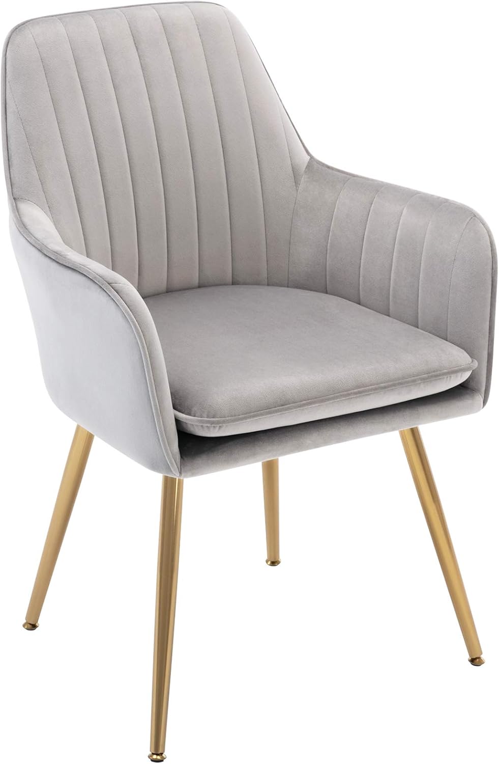DMF Furniture Modern Velvet Accent Chair High Back Elegant Dinning Chairs with Arms in Living Guest Room (Single Gray)