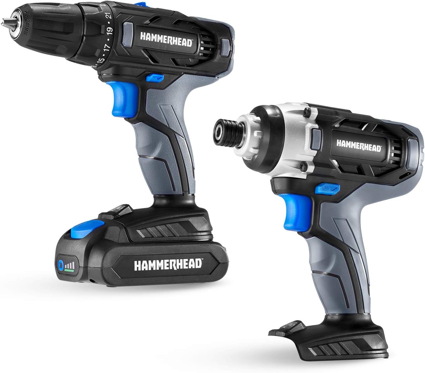 Hammerhead 20V 2-Speed Cordless Drill Driver Kit with 1.5Ah Battery and Charger - HCDD201 Pack of 2