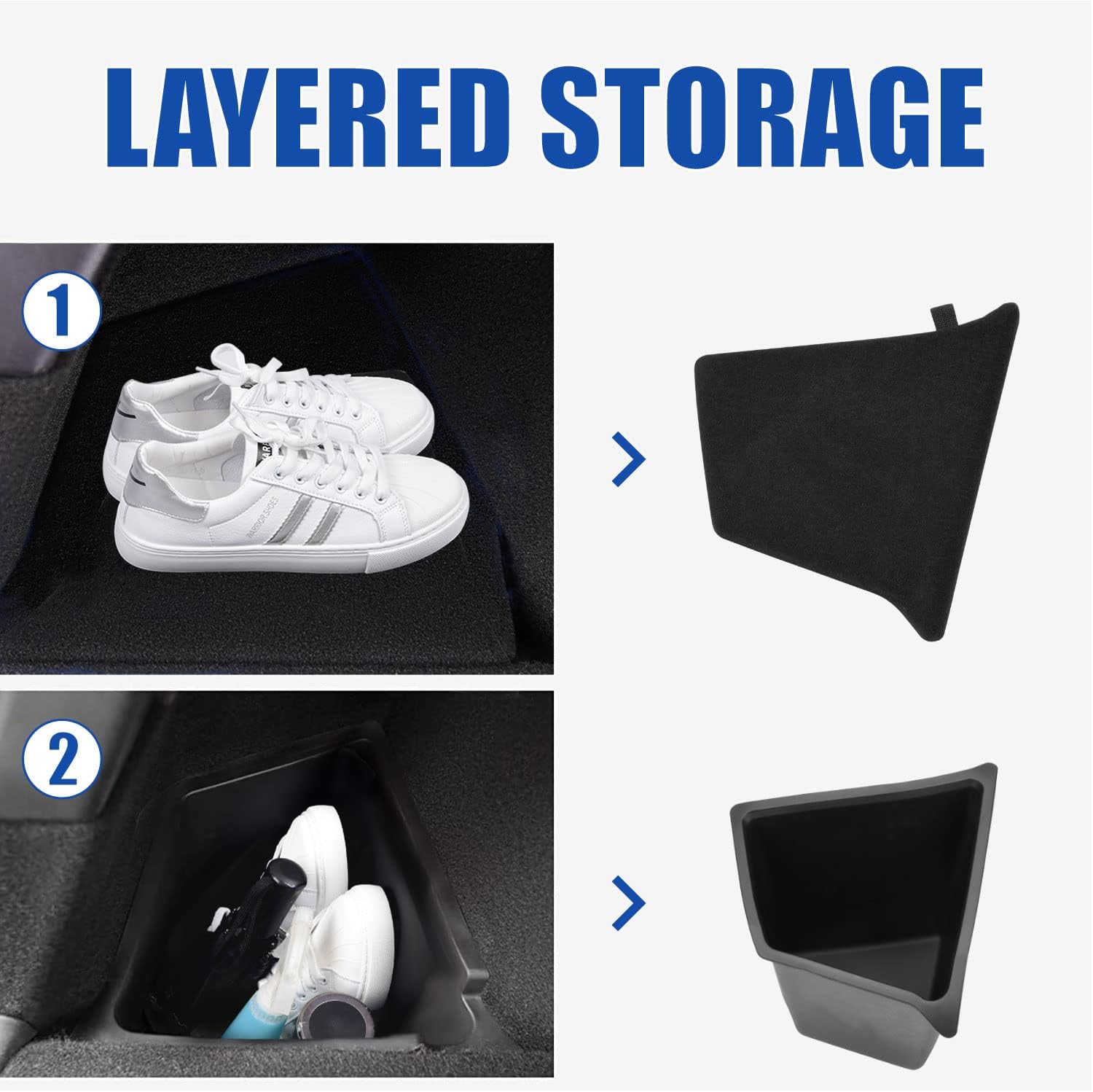 Tesla Model Y Rear Trunk Organizer Storage Boxes with Lids, Side Storage Protector Packets, Waterproof Odorless Side Storage Bins for Tesla Model Y Interior Accessories (5-Seater Side Storage Bins) Pack of 2