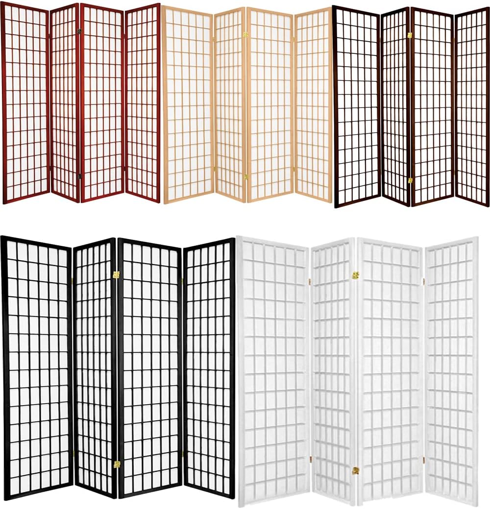 Legacy Decor Japanese Oriental Style Room Screen Divider Black, Cherry, Natural, Espresso or White Color (3 Panel, White)