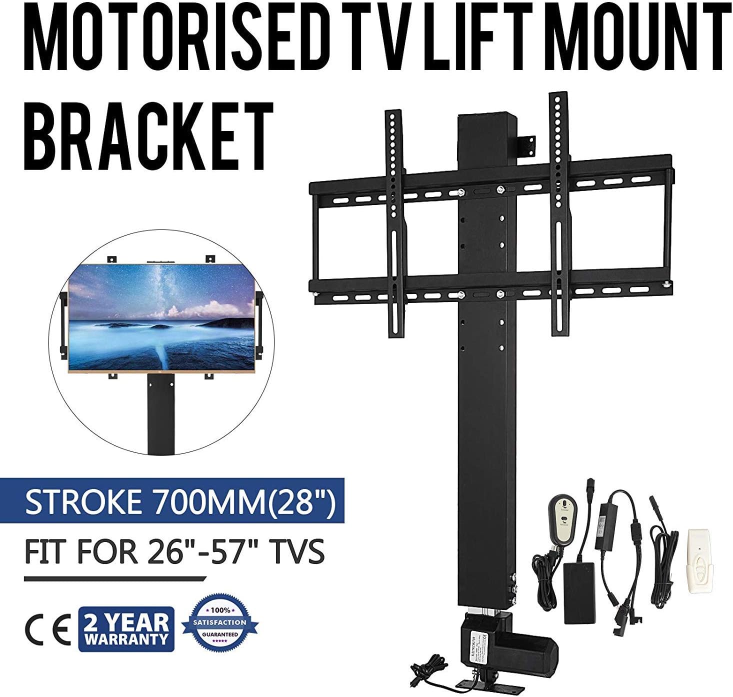 Mophorn Motorized TV Lift for Large Screen 26 Inches to 57 Inches TV Lift Mount Bracket with Remote Controller Height Adjustable up to 28 Inches(700MM) for Cabinet