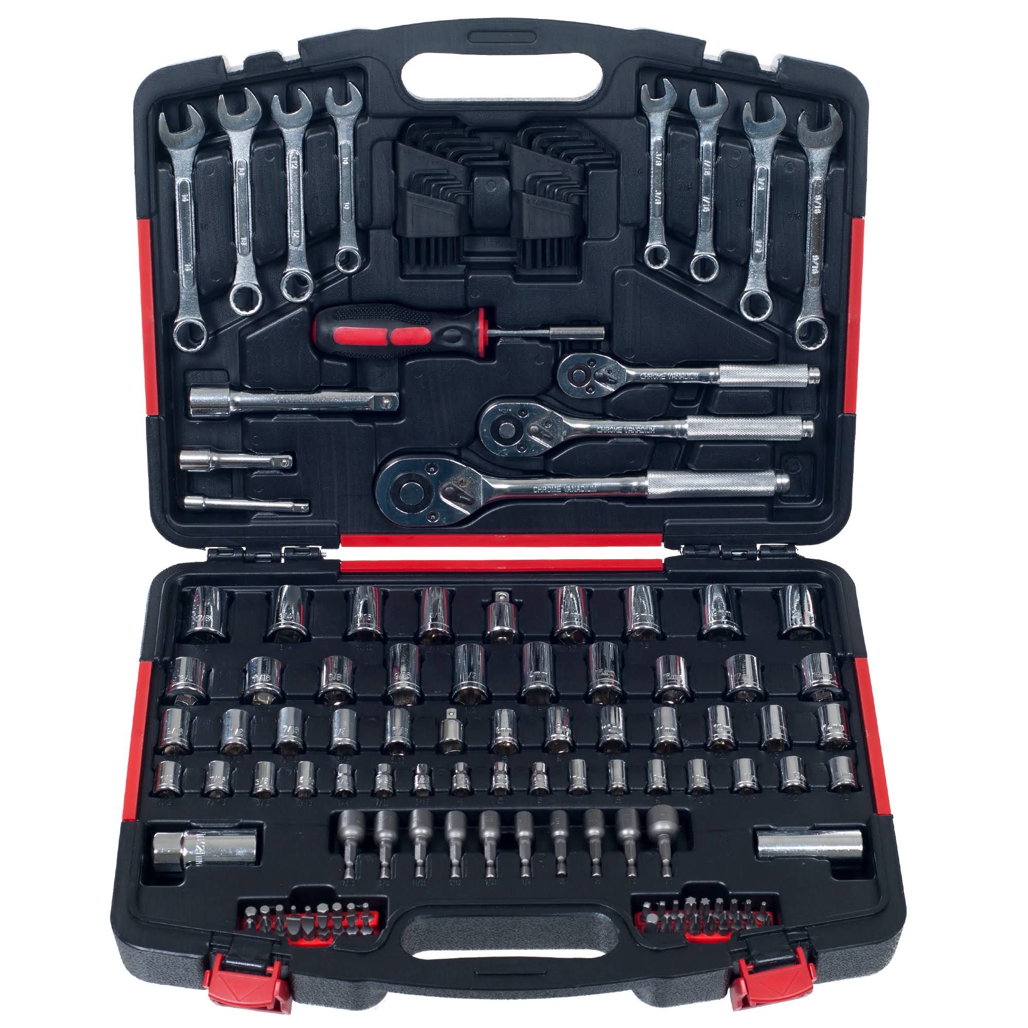 Stalwart 135-Piece Hand Tool Set Garage and Home, Black