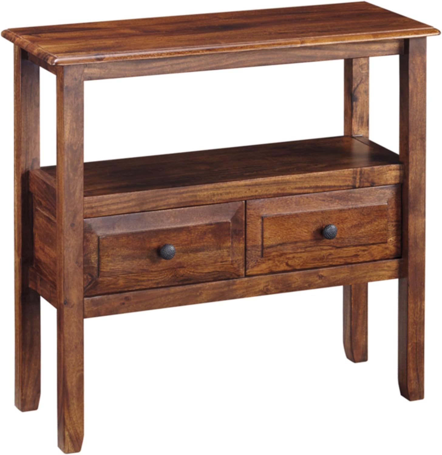 Signature Design by Ashley Abbonto Traditional Accent Table with Drawers and Display Shelf, Brown