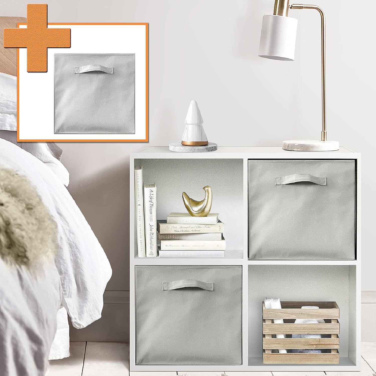 CAP LIVING 4/6/8 Cube Room Organizer Shelf, Storage Divider, Book Cabinets, Bookcase, Toy Storage w/ Cube Storage Bins Options, Espresso or White Pack of 2