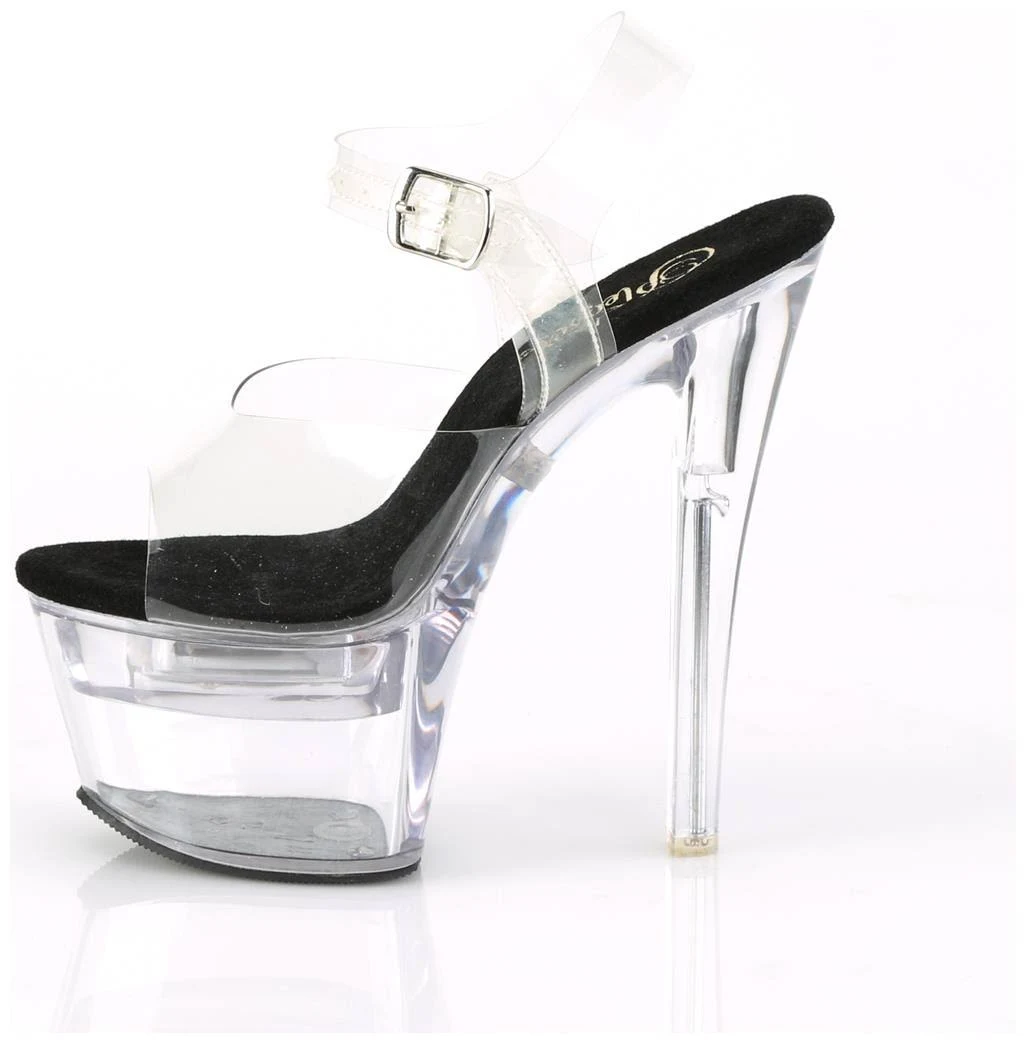 Pleaser Flashdance-708, 7x22 LED Illuminated Ankle - Clear/Black 5