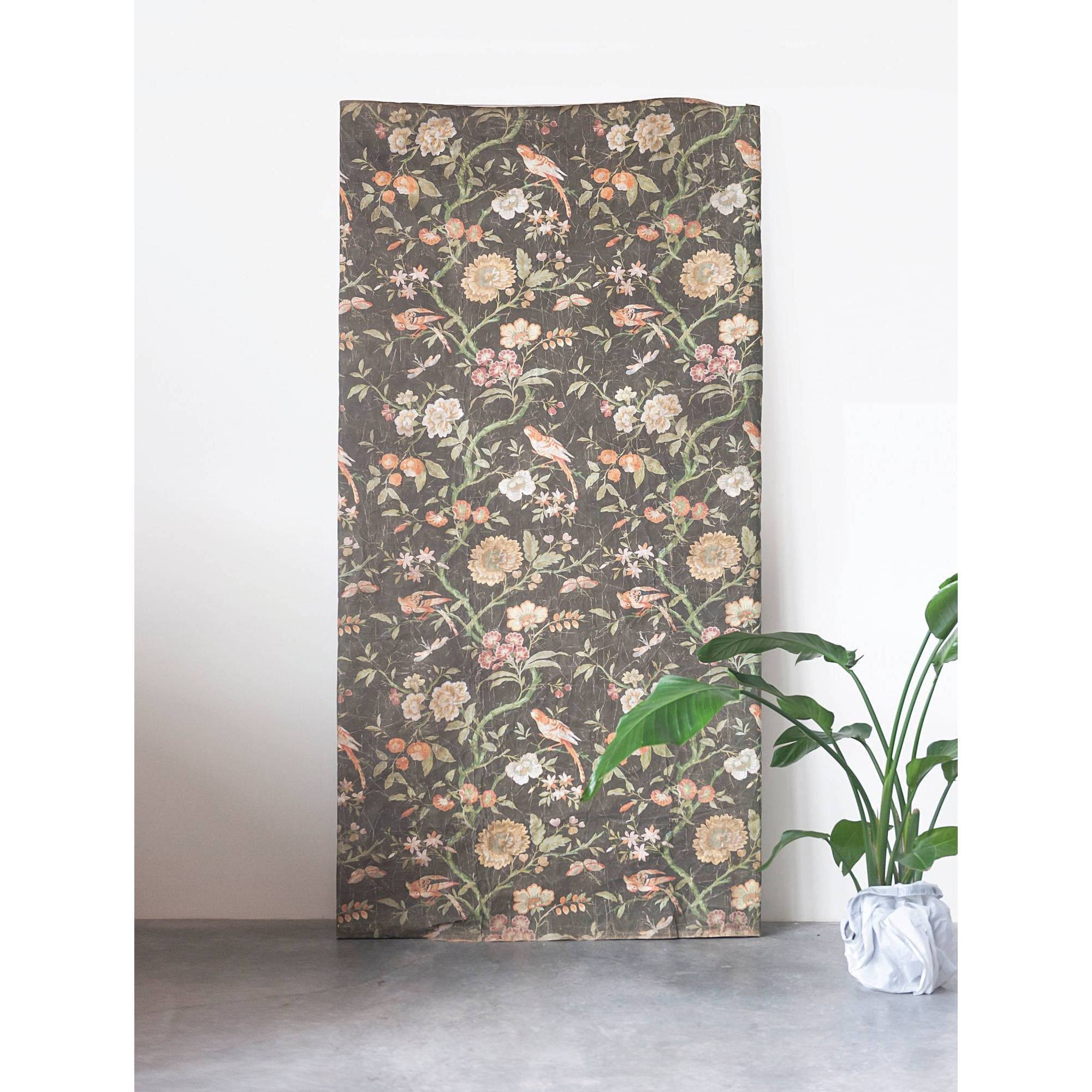 Creative Co-op Decorator Paper, Black Floral