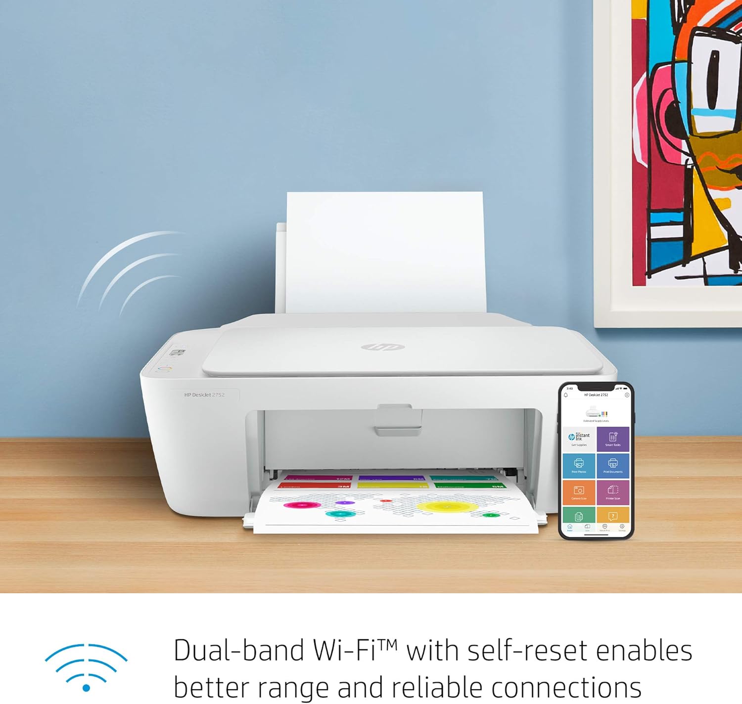 HP DeskJet 2752 Wireless All-in-One Color Inkjet Printer, Scan and Copy with Mobile Printing, 8RK11A (Renewed) Pack of 2