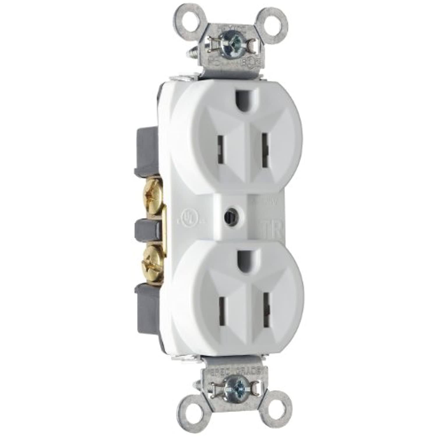 Pass u0026 Seymour TR5262WCP6 Tamper Resistant Duplex Receptacle, Back and Side WIRE, 15-Amp/125-volt, White, 10-Pack