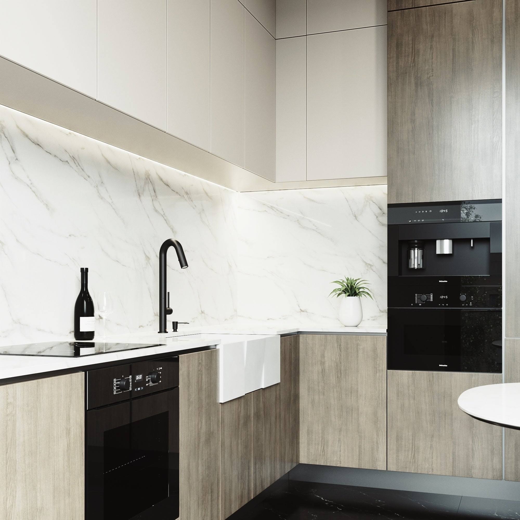 Vigo Matte Stone 30x22 Apron Front Kitchen Sink u0026 Oakhurst Faucet - Matte Black VG15832