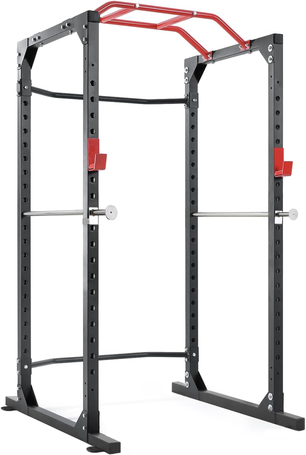 Mousport Power Cage Squat Rack Cage Weight Cage Power Rack Home Gym with 19-Level Adjustable and J-Hooks Heavy Duty for 1000 lbs Capacity for Barbell Lifting Squat Stand Push ups