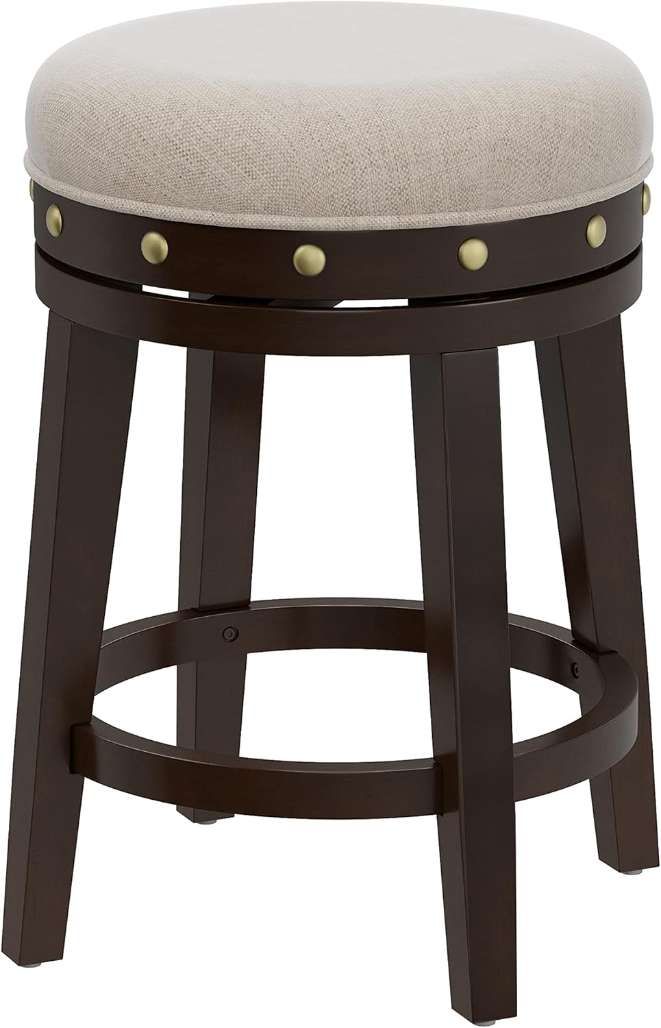 Hillsdale Benard Round Backless Swivel Wood Counter Height Stool, Brown