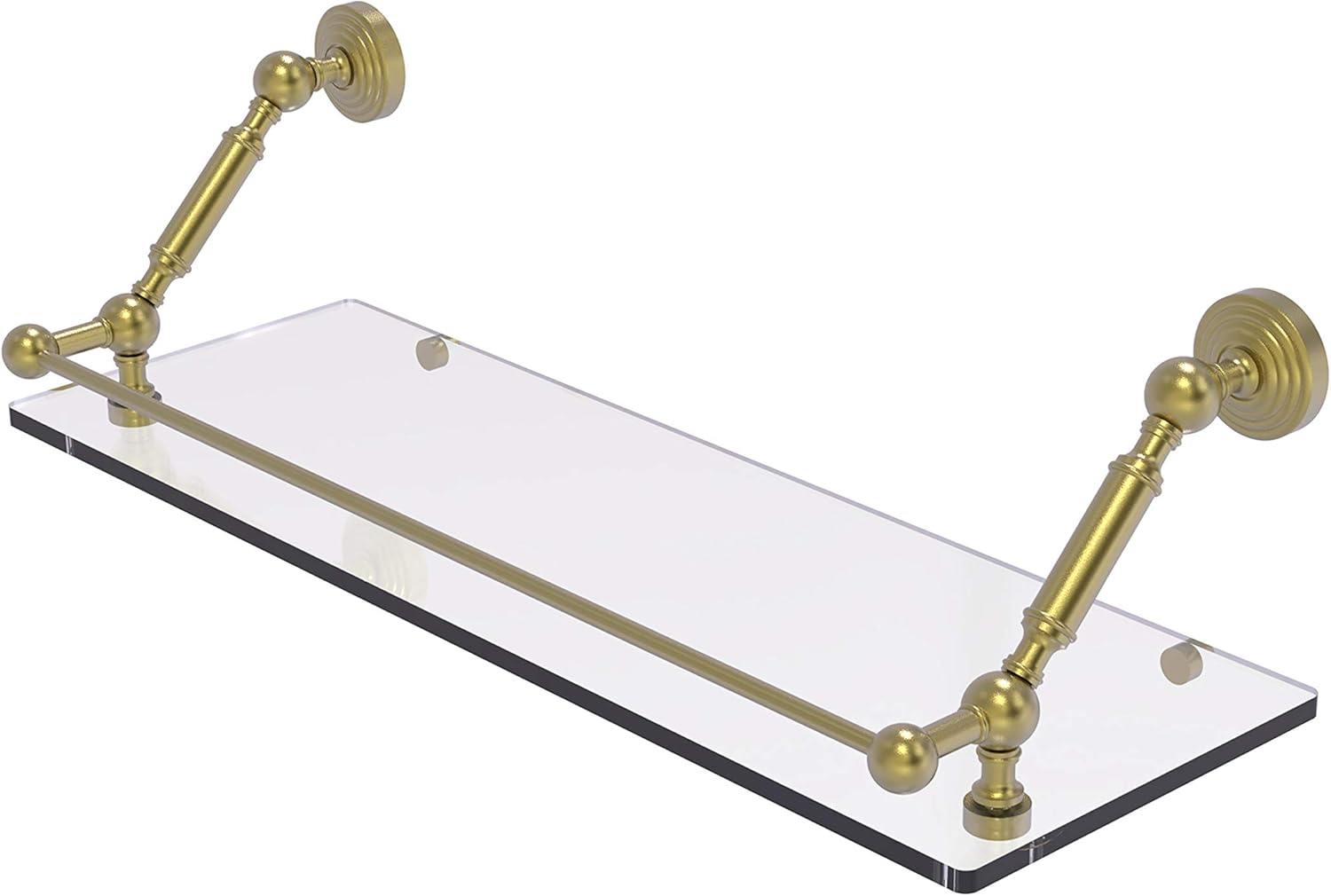 Allied Brass WP-1-24-GAL Waverly Place 24 Inch Floating Gallery Rail Glass Shelf, Satin Brass