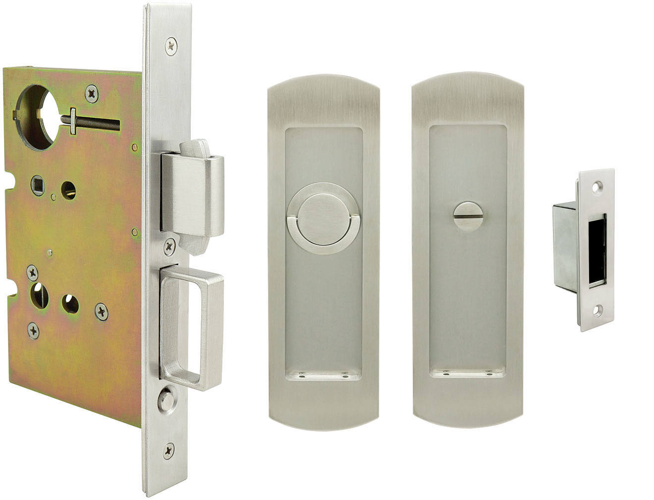 INOX FH29PD8440-TT09 FH29 Series Privacy Pocket Door Lock with TT09 Thumb-Turn R Satin Nickel