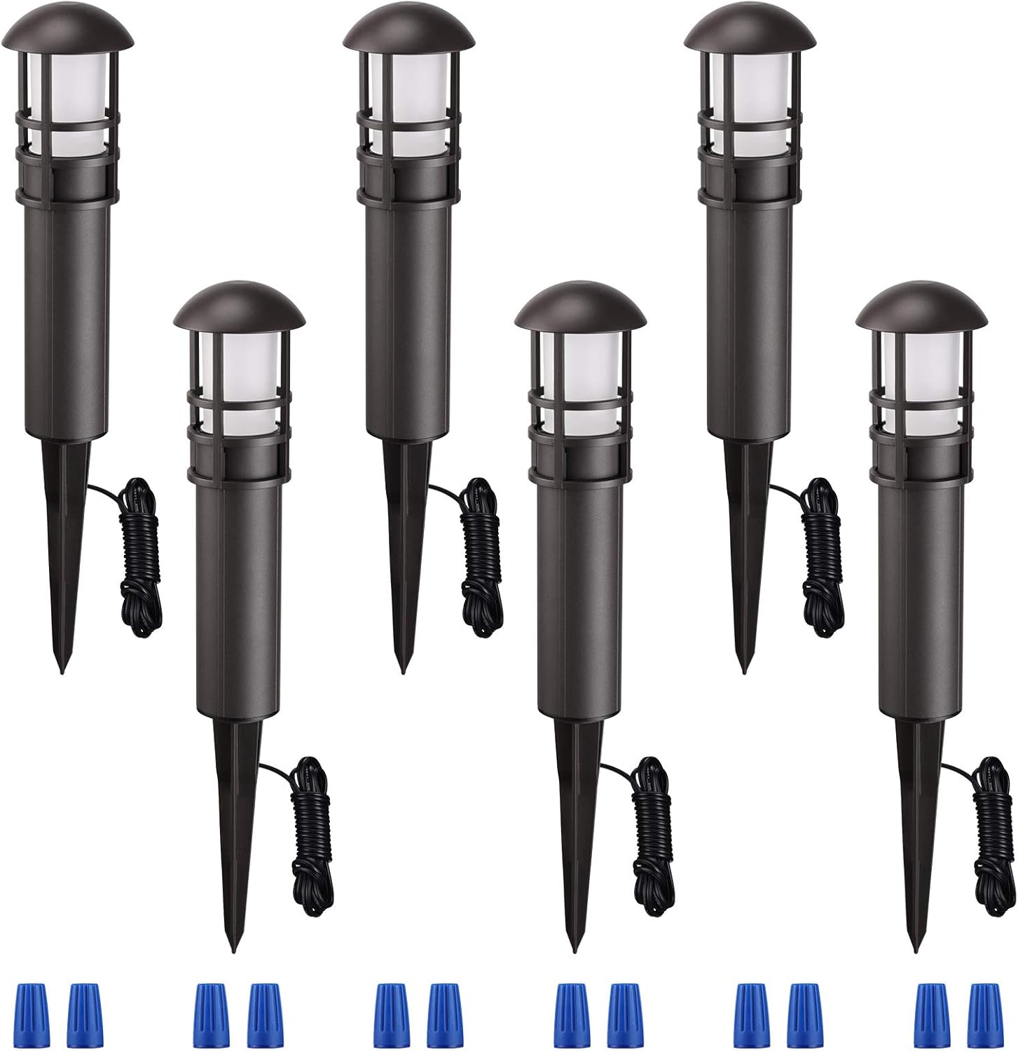 LEONLITE LED Landscape Pathway Light, 3W 12V AC/DC Low Voltage Path Lighting, IP65 Waterproof, Bronze Aluminum Housing, Non-Dimmable, ETL Listed, 3000K Warm White, Pack of 6