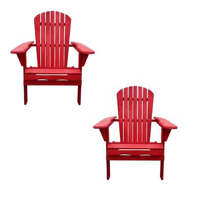 Arana Solid Wood Folding Adirondack Chair Breakwater Bay Color: Red
