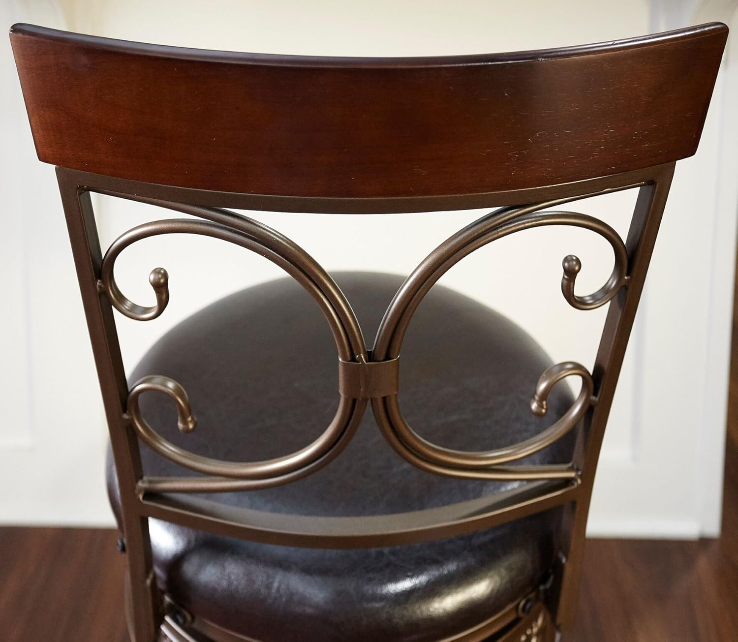Powell Big and Tall Back Scroll Counter Stool, Seat Height: 24