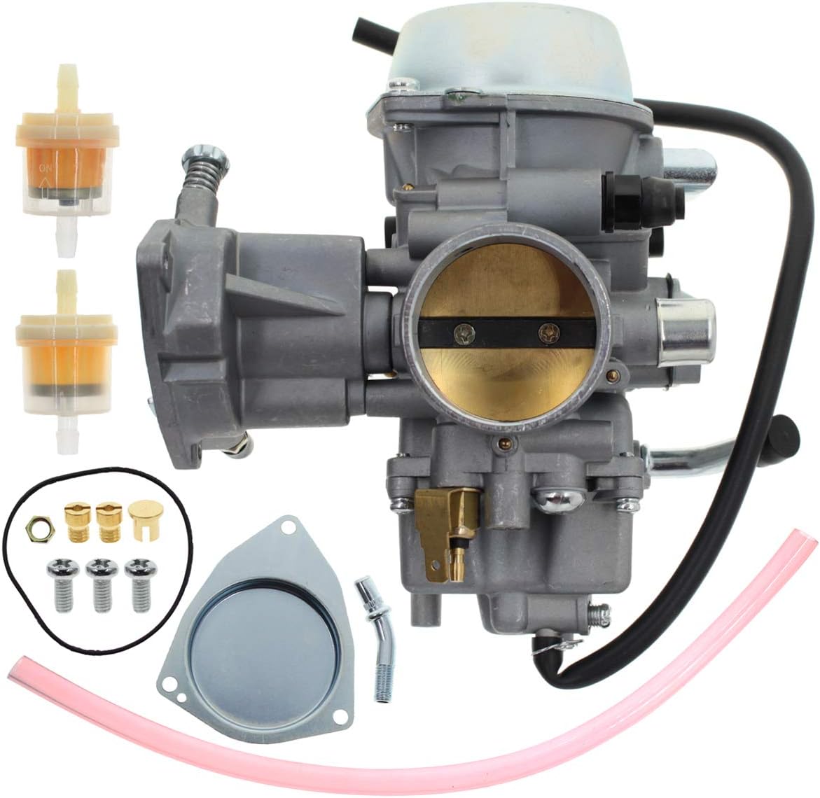 MOTOALL Carburetor for Yamaha RHINO 660 YFM660 YXR660FA YXR660FSE YXR660FH YXR660 Hunter UTV ATV 2004 2005 2006 2007 Replace OEM part number 5KM-14901-00-00 2Pcs New Main jets & 2Pcs Fuel Filters
