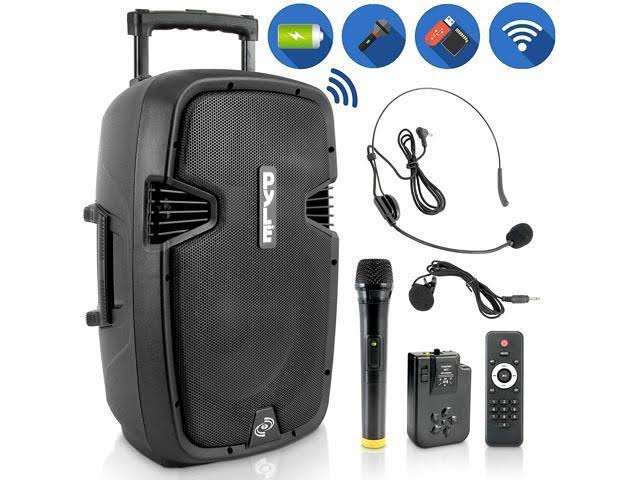 Pyle Portable Bluetooth Loudspeaker - Active PA Speaker System Kit Rechargeable