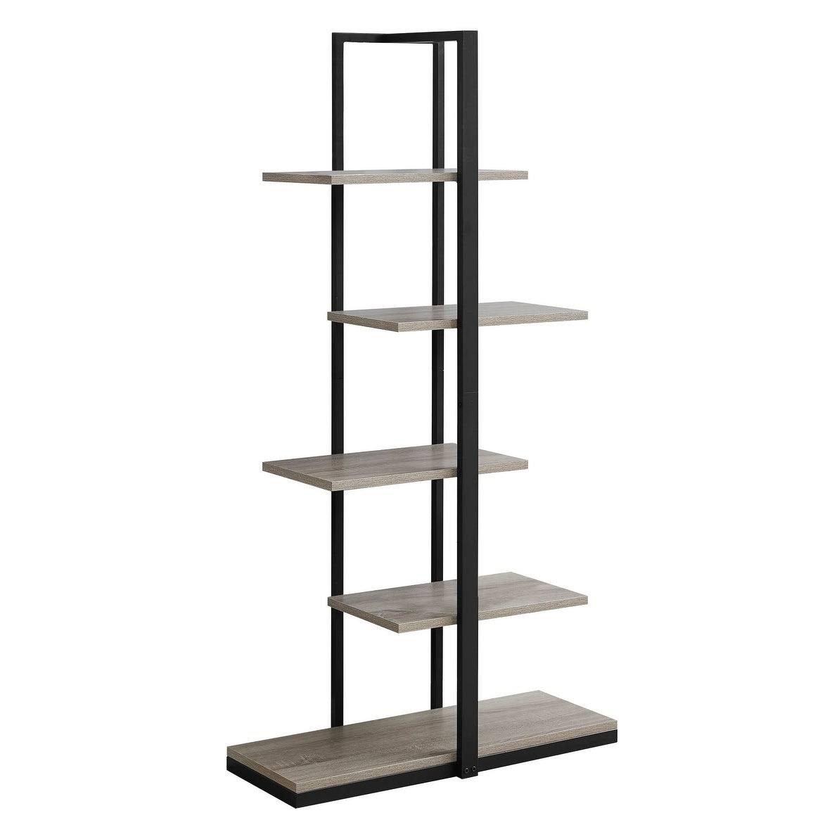 Monarch 7232 Dark Taupe Black Metal 60nch Bookcase - Grey