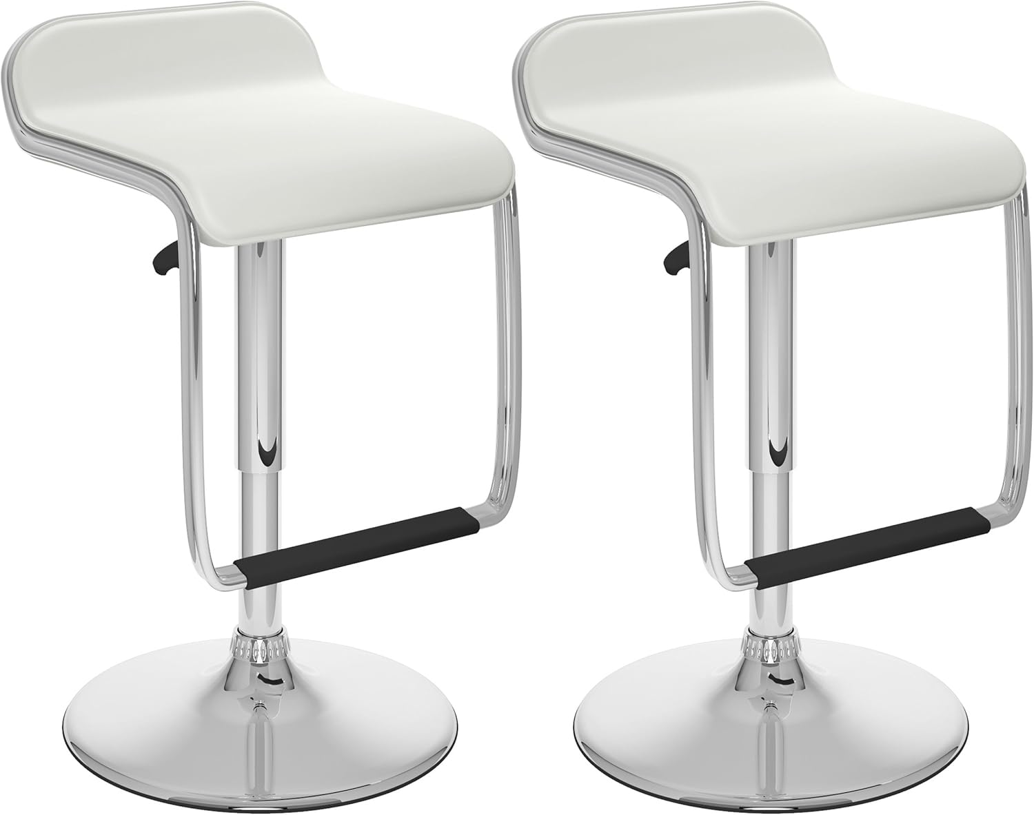 CorLiving Adjustable Bar Stool with Footrest, Black Leatherette, Set of 2