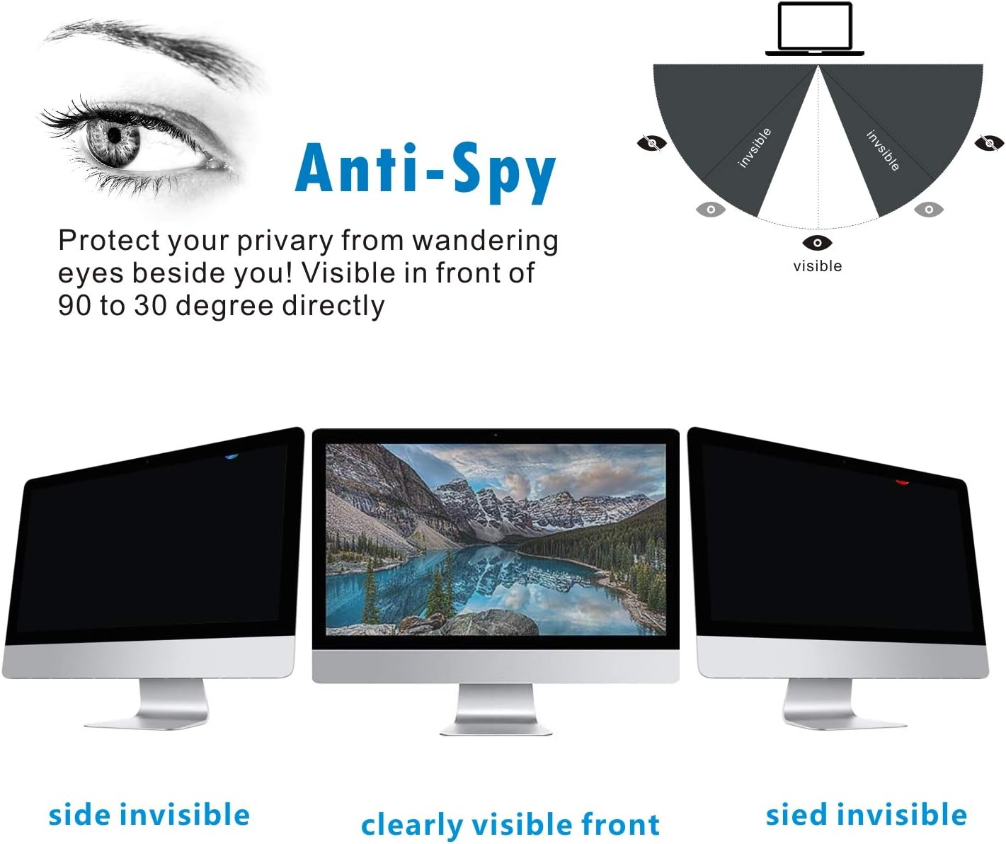 Accgonon Computer Privacy Screen Filters for 24-Inch Widescreen(16:10) Monitor Privacy Screen Protector,Anti-Glare Anti-Spy Anti-Blue Scratch and UV Protection,Easy Install