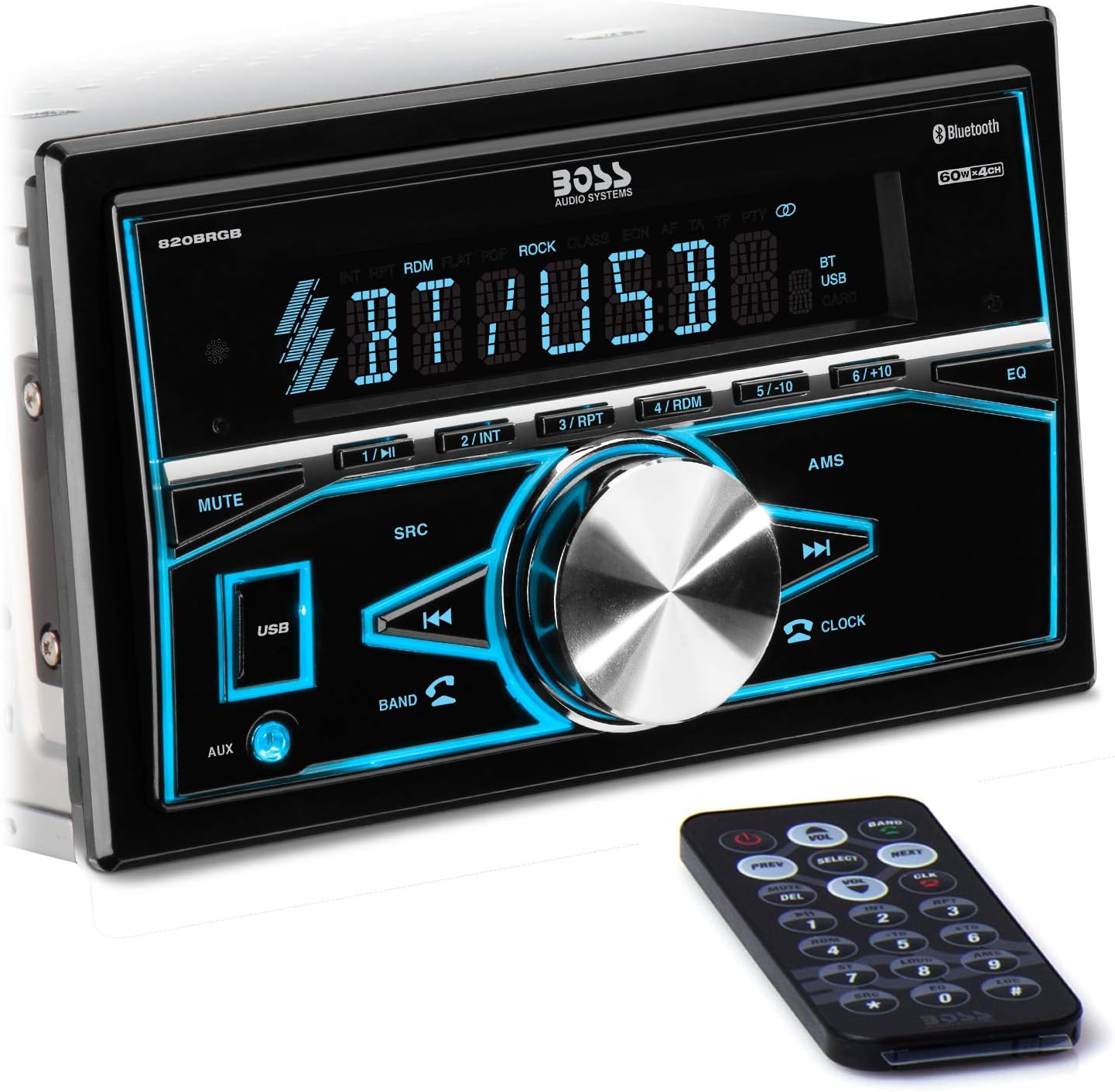 BOSS Audio Systems 508UAB Multimedia Car Stereo - Single Din, Bluetooth Audio/Hands-Free Calling, Built-in Microphone, CD/MP3/USB/AUX Input, AM/FM Radio Receiver, Wireless Remote Control Pack of 2