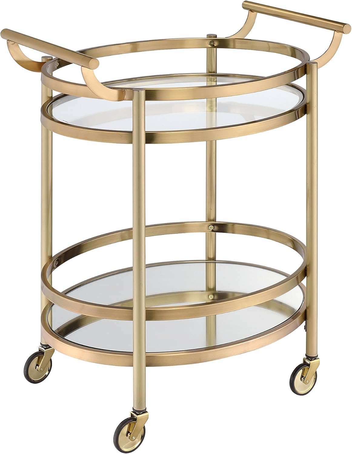 ACME Lakelyn Serving Cart - 98190 - Brushed Bronze & Clear Glass