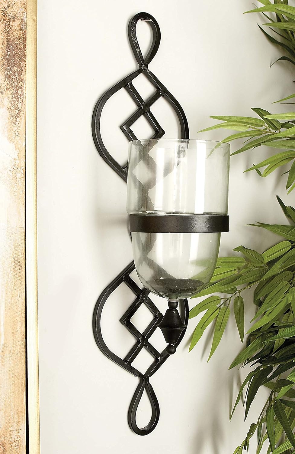 Deco 79 Metal Glass Candle Sconce, 7 by 27-Inch Pack of 2