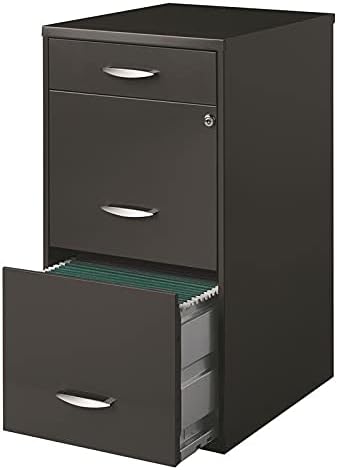 Space Solutions 18 inch 3 Drawer Metal File Cabinet with Pencil Drawer Charcoal